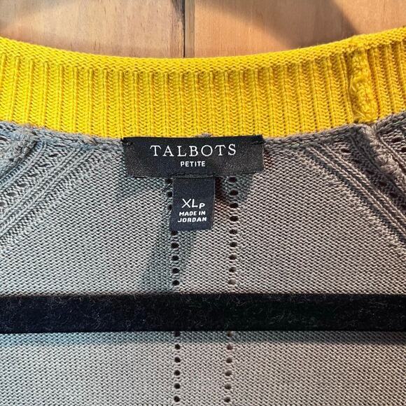 TALBOTS Color Block Long Cotton Blend Knit Cardigan XL P ( F-210) - Picture 4 of 5